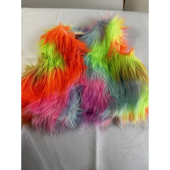 JEM and The Holograms Fluffy Furry Rainbow Youth Vest Size Small 6-6X Costume - Picture 8 of 13